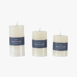 Homespun LED Candle In Ivory - Set Of 3