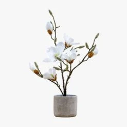 Mica Faux Potted Magnolia In White