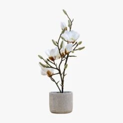 Mica Faux Potted Magnolia In White -Perch & Parrow Home Sales Store pp22847396 p90