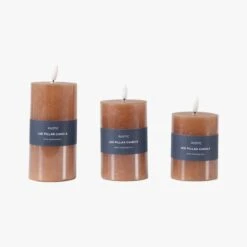 Homespun LED Candle In Amber - Set Of 3