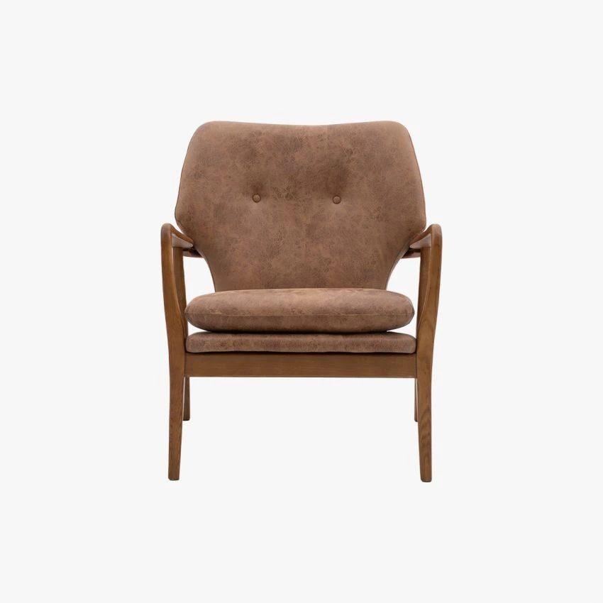 Jean Mid-Century Armchair In Brown Leather 1 Jean Mid-Century Armchair In Brown Leather