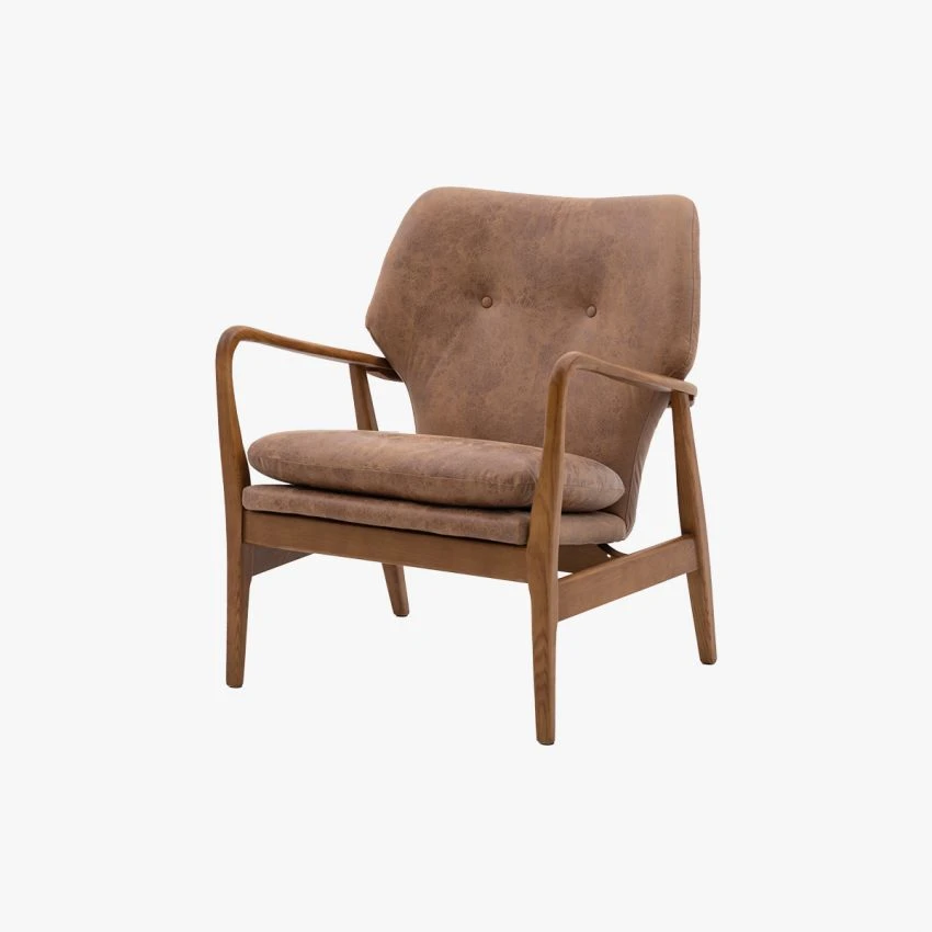 Jean Mid-Century Armchair In Brown Leather 3 Jean Mid-Century Armchair In Brown Leather - Image 3
