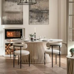 Linear Marble Oval Dining Table 8 Linear Marble Oval Dining Table -Perch & Parrow Home Sales Store pp24010246 l2