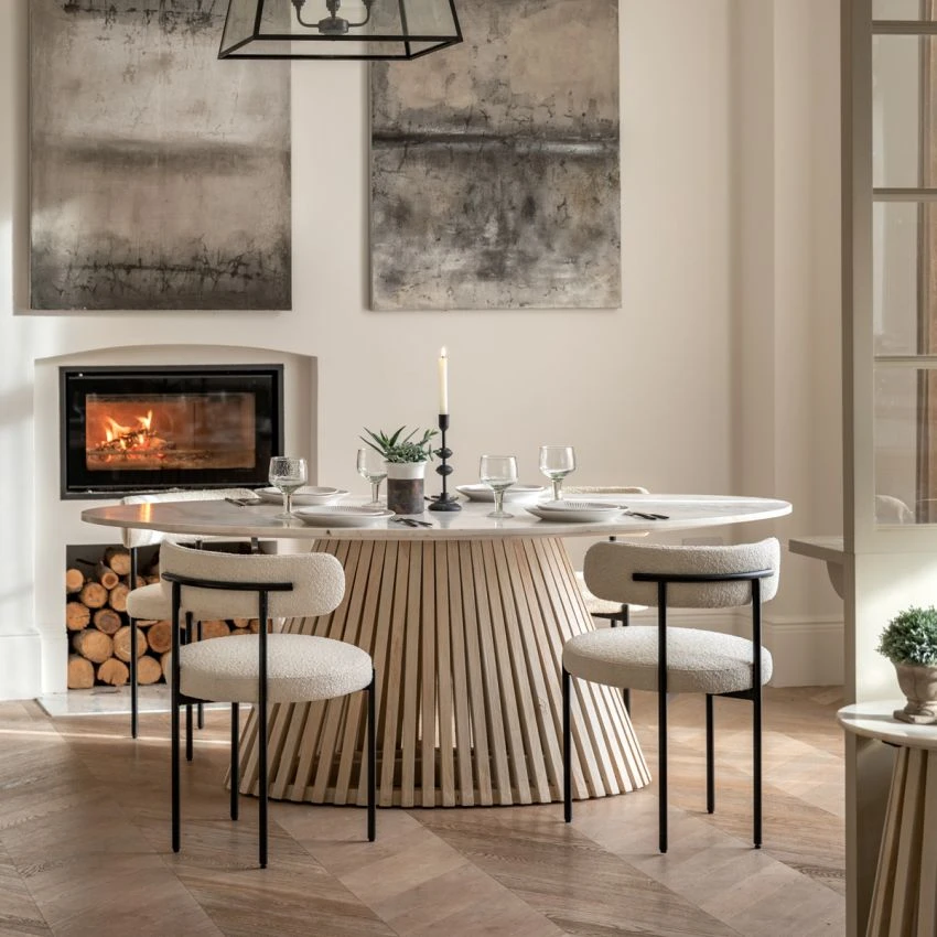 Linear Marble Oval Dining Table 3 Linear Marble Oval Dining Table - Image 3