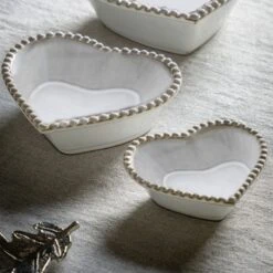 Farmhouse Beaded Heart Bowl, Set Of 3 -Perch & Parrow Home Sales Store pp24030050 ld1