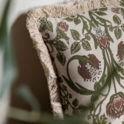 Fleur Cushion Cover In Olive And Tan -Perch & Parrow Home Sales Store pp24030268 ld1