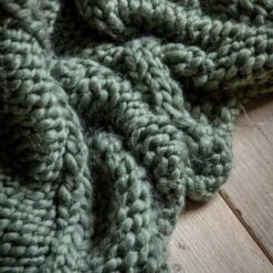 Dorma Cable Knit Throw In Olive -Perch & Parrow Home Sales Store pp24030345 ld1