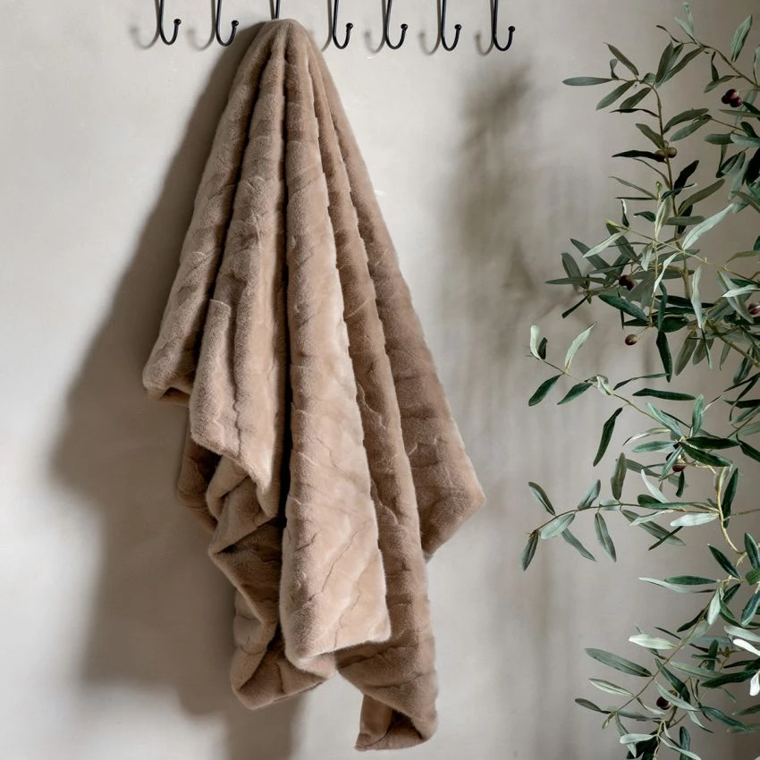 Softie Chevron Faux Fur Throw In Mink 2 Softie Chevron Faux Fur Throw In Mink - Image 2