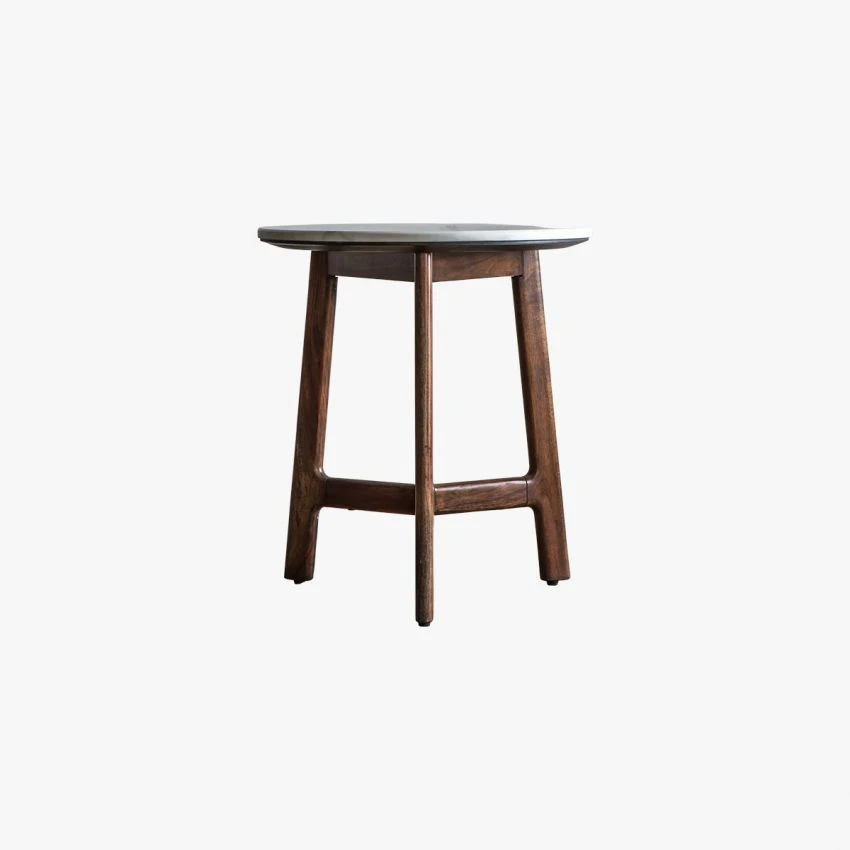 Palma Acacia And Marble Side Table 3 Palma Acacia And Marble Side Table - Image 3
